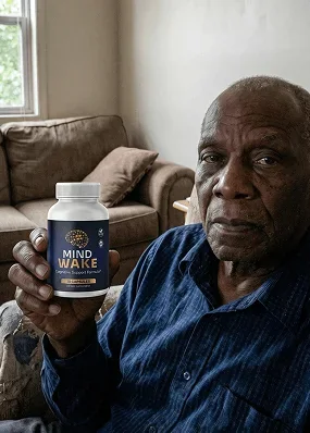 Robert T. holding a bottle of MindWake